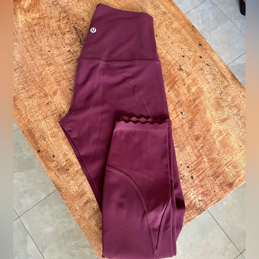 LuluLemon Align Red Merlot Scalloped Leggings • Size 4